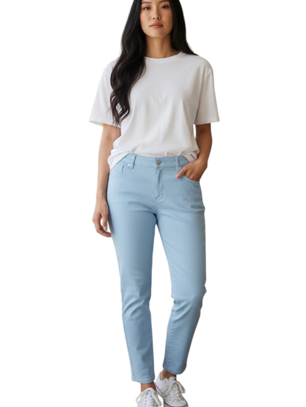 Gloria VanderBilt Amanda Baby Blue Jeans Women 14 Colored Taper Leg